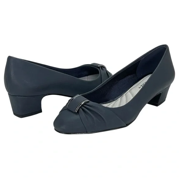 Easy Street Eloise Navy Faux Leather Womens Pumps Size 6W - Picture 9 of 11